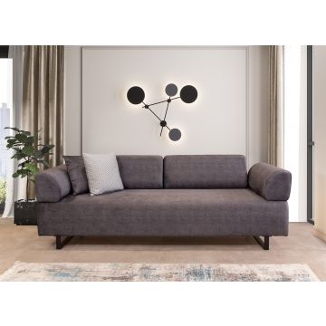 Bequemes 3-Sitz-Sofa-Bett | Buchenholzrahmen | Farbe Anthrazit