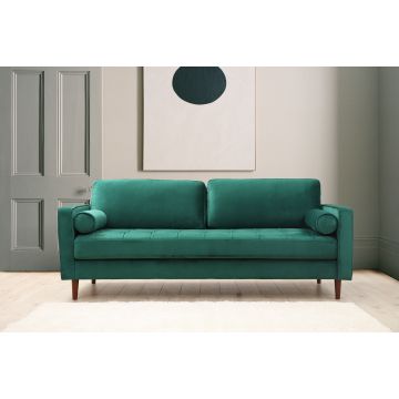 Stilvolles 3-Sitz-Sofa | Einzigartiges Komfort-Design | Buchenholzrahmen | 100% Polyester-Stoff | Grün