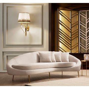3-Sitzer-Sofa | Bequemes Design | Buchenholzgestell | Polyesterstoff | 255cm Länge