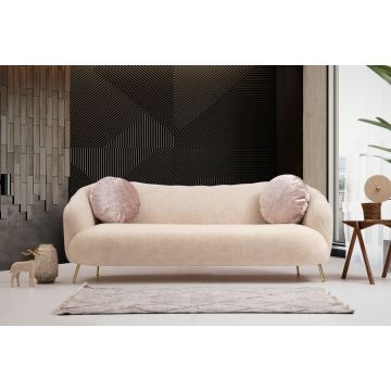 Artie 3-Sitz Sofa | Buchenholzrahmen | Beige Polyester