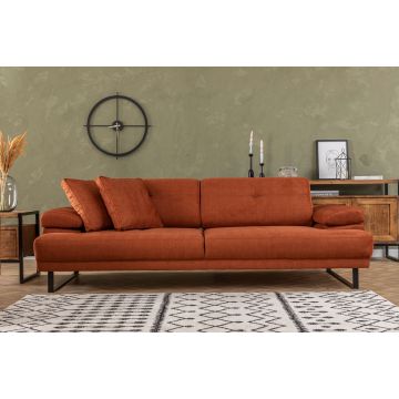 3-Sitz-Sofa-Bett | Komfortabel und stilvoll | Buchenholzrahmen | Farbe Orange