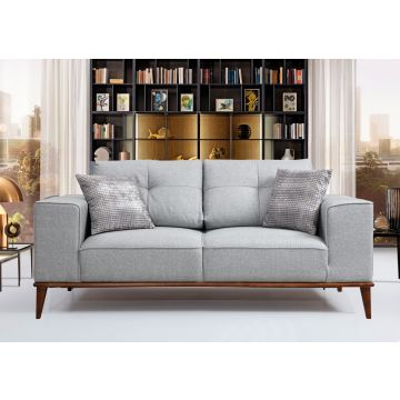 2-sitziges graues Sofa-Bett | Komfortabel und stilvoll | Buchenholzrahmen | Polyesterstoff
