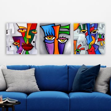 Remy Dekorative Leinwandbilder Set | 100 Leinwände, 3pc Holzrahmen, 90 x 30 cm Multicolor