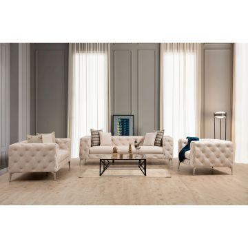 Del Sofa Ohrensessel | Buchenholzrahmen | 100% Polyester | 108 cm Breite | Farbe Ecru