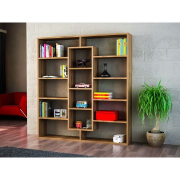 Wooden Art 125cm Breite Bücherregal | Nussbaum | 100% Melamin