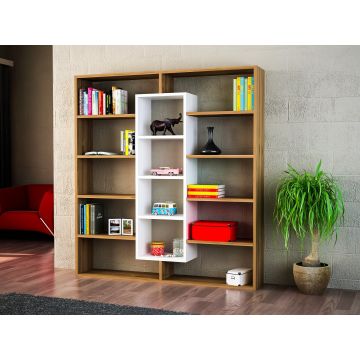 Holzkunst Melaminbeschichtetes Bücherregal | 125x135cm | Walnuss Weiß