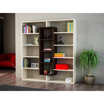 Kunst-Bücherregal aus Holz | Melamin-beschichtet | 18mm Dicke | 125cm Breite | Eiche Braun