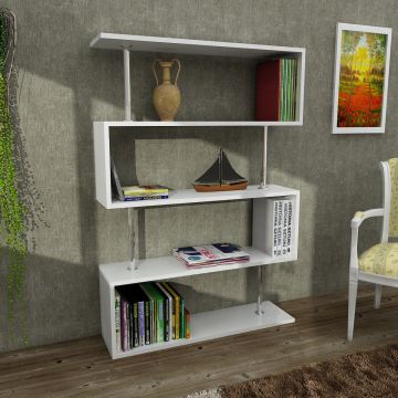 Kunst-Bücherregal aus Holz | 100% Melamin | Weiß | Wandmontierbar