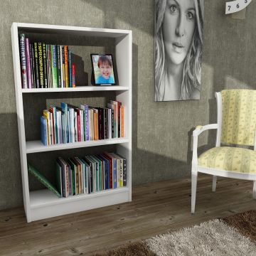 Weißes Kunst-Bücherregal aus Holz | 18mm Dicke | 60x100x19 cm