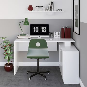 Elegance Study Desk | 130 cm Breite | 100% Melaminbeschichtung | Weiß
