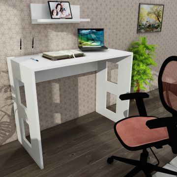 Furny Home Study Desk | Weiß | 100% Melamin beschichtet | 18 mm Stärke