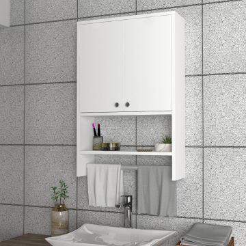 Furny Home Badezimmerschrank | 18mm Melamin beschichtet | 59 Breite | Weiß