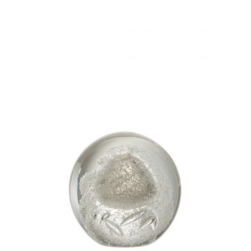 Paperweight bubble glass silver large