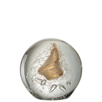 Paperweight bubble glass gold extralarge