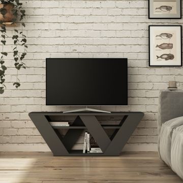 Anthrazitfarbener TV-Ständer aus Holz | 100% Melaminbeschichtung | 110x40x30 cm