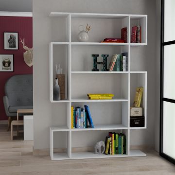 Woody Fashion Bücherregal | Weiß melaminbeschichtet | 110x161x25 cm