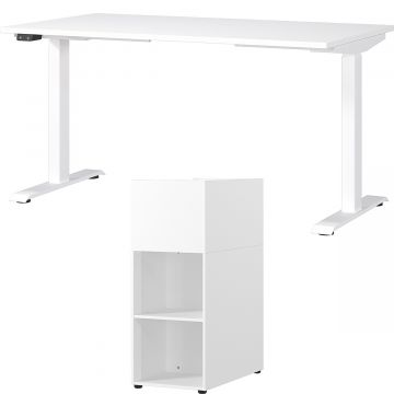Büro-Set Hermoso | Schreibtisch und Raumteiler | Weiß