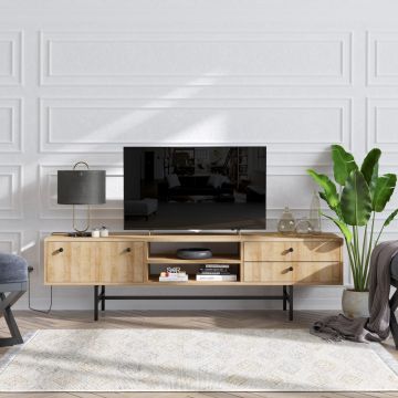 Moderner TV-Ständer | Melaminbeschichtet | Metallbeine | Eiche Schwarz