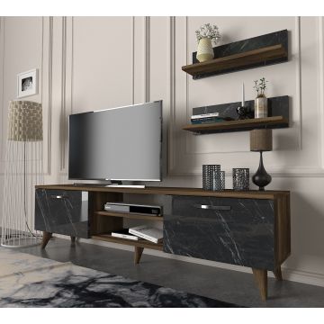 Tera Home tv-kast | Breite 150 cm | Melaminbeschichtete Spanplatte | Nussbaum-Marmor