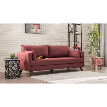 Bequemes 3-Sitz-Sofa | Stilvolles Design | Weinrot