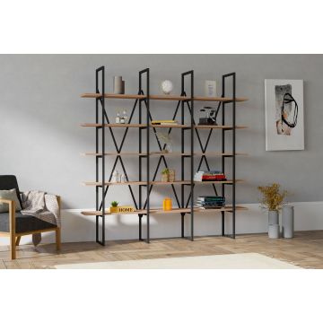 Modernes schwarzes Bücherregal | Puqa Design | 100% Melamin | Metallrahmen