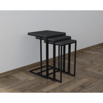 Modernes Nesting Table Set | Woody Fashion | 100% Melamin | 3 Stück | Schwarz Anthrazit