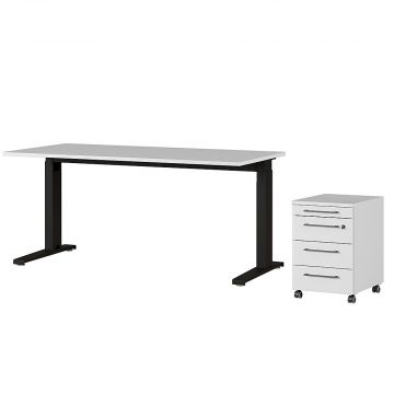 Schreibtischset Osmond | Schreibtisch und Kommode | Weiß