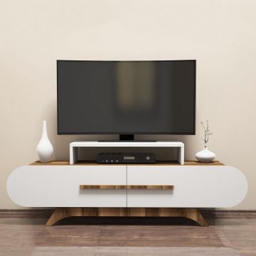 Moderner TV-Ständer mit reichlich Platz und nussbaumweißer Oberfläche