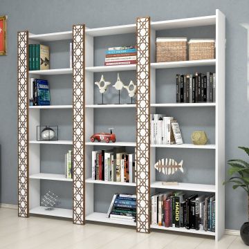 Modisches weißes Bücherregal | 18mm Dicke | 4mm Relief | Kunststoffbeine