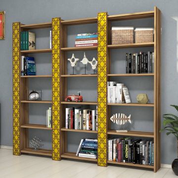 Bücherregal aus Holz | 18mm Melamin beschichtet | Nussbaum Gelb 