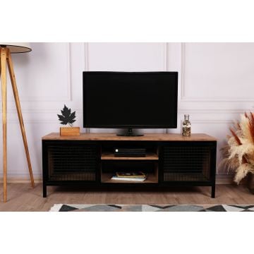 Moderner TV-Ständer | 150 cm Breite | Melaminbeschichtet | Metallbeine