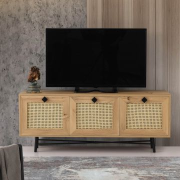 Moderner TV-Ständer | Melaminharzbeschichtet | Eiche Schwarz | 140cm Breite