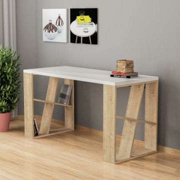 Wooden Fashion Study Desk | White Oak | 100% Melaminplatte