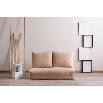 2-Sitz Sofa-Bett | Komfort und einzigartiges Design | Rahmen: 100% Metall | Stoff: 100% Polyester | Creme