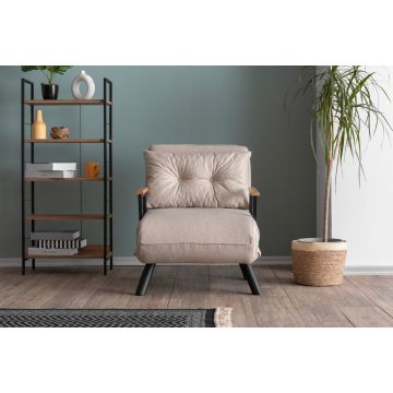 Del Sofa 1-Sitz Sofa-Bett | Metallrahmen, Leinenstoff | Creme