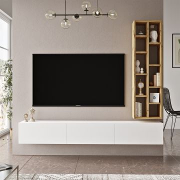 Yardley TV-Element | 100% Melamin Eiche Weiß | Schwebend | 174cm Breite