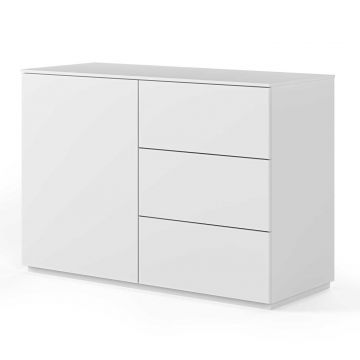 Sideboard Join 120cm mit 1 Tür und 3 Schubladen - matt weiß