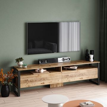 Modernes TV-Element mit Melaminbeschichtung | Atlantic Pine | 100% Spanplatte | 180x56x35,5cm