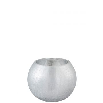 Windlicht kugel rissig glas matt/glänzend silber medium