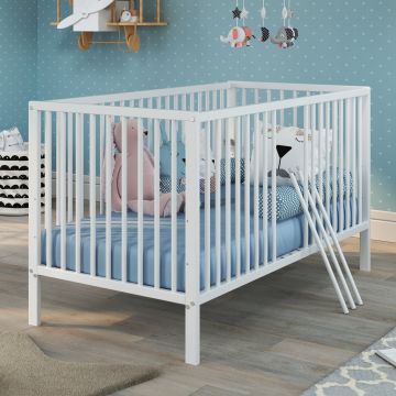 Kinderbett Universal | Drei herausnehmbare Gitterstäbe | 144 x 78 x 84 cm | Weiß