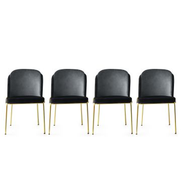 Stilvolles 4-teiliges Stuhlset | Komfortabel und modern | 100% Metallrahmen | Samt und Sperrholz