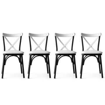 Lenn Stuhl Set - 100% Metallgestell - PU Leder Sitz - Weiß