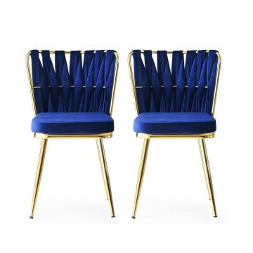 Stilvolles und bequemes Stuhlset - Gold-Marineblau