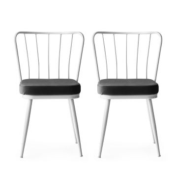 Vella Stuhl-Set | Metallgestell | Sitz aus Samt | 2 Stück | Weiß