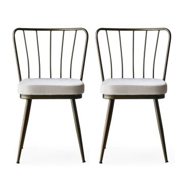 Stilvolles und bequemes Stuhlset | Metallgestell | Samtstoff | Farbe Nerz