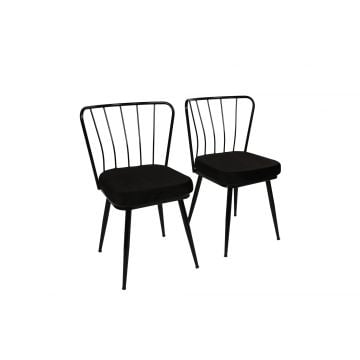 Vella Stuhl-Set | 100% Metallgestell | Samtstoff | Schwarz