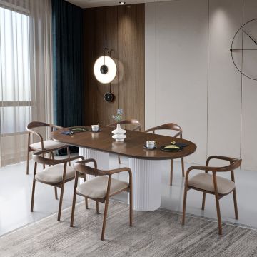 Holztisch Fashion Dining Table | 100% MDF | Walnuss Weiß