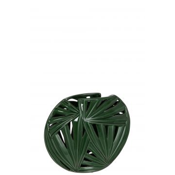 Vase oval tropisch keramik grün large