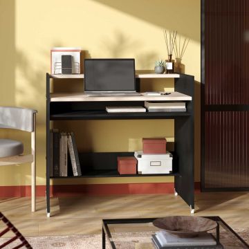 Schreibtisch Back Up 95x60x90cm - Eichendekor/schwarz