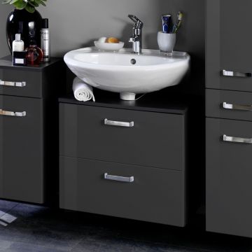 Waschtischunterschrank Bobbi 70cm 1 Tür und 1 Softclose-Schublade - graphit/hochglanz-grau